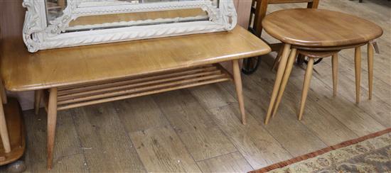 An Ercol nest of tables and a coffee table W.65cm coffee table W.105cm